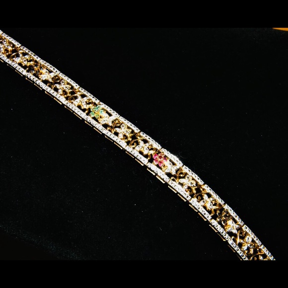 14k gold over  sapphire, emerald & ruby bracelet - Picture 2 of 8